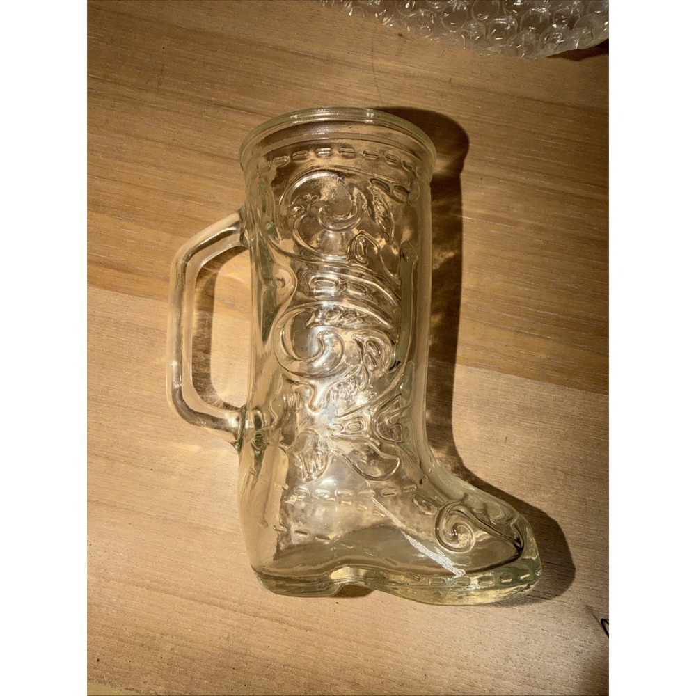 Vintage Libbey Cowboy Boot Coffee Mug Western Glass Cup